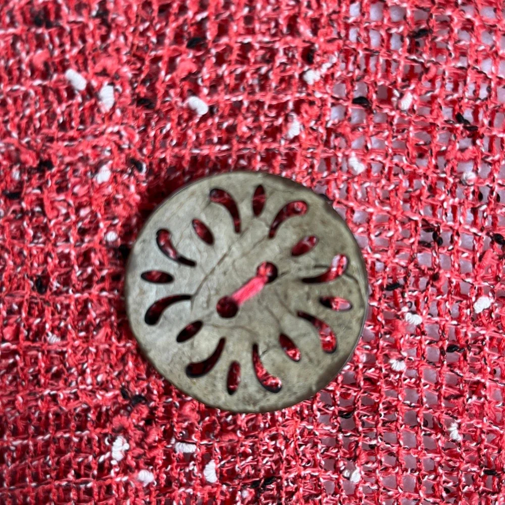 Kalu-B‎ Mesh Knit Cardigan Red Textured Cropped Boho Lightweight M